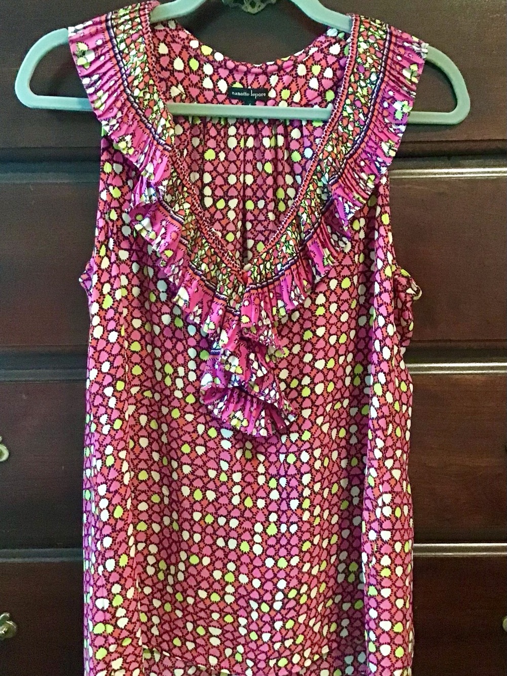 Nanette Lepore 100% Silk Ruffle V-Neck Sleeveless Camisole